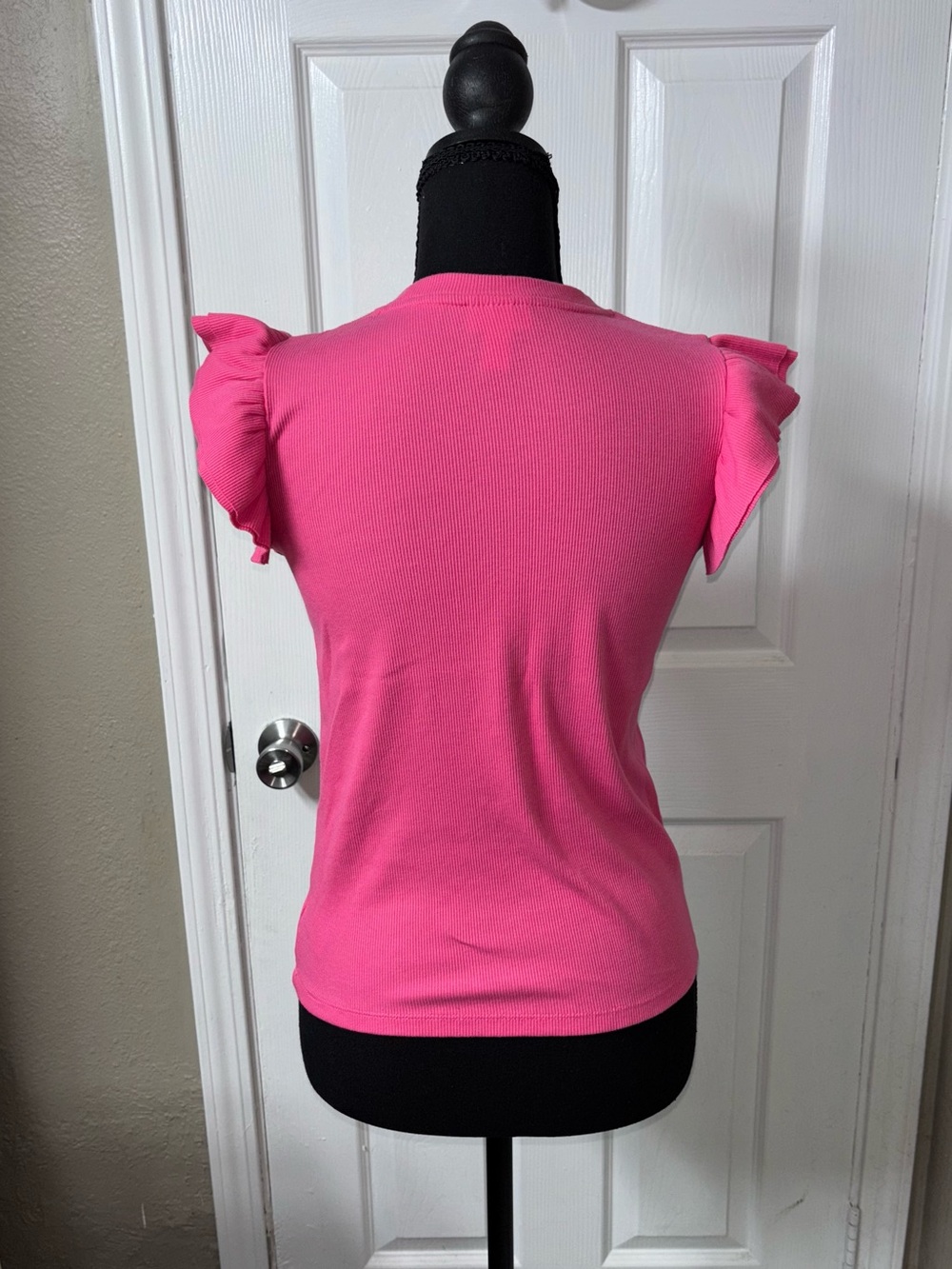Bright Pink Ruffle Sleeve Top - Picture 5 of 6